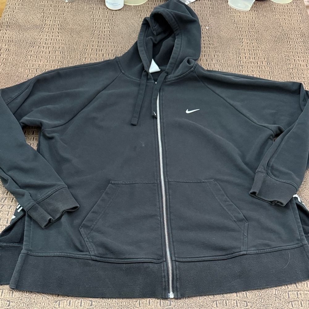 Nike Dri-Fit Black Full Zip Hoodie Sweatshirt Size Large